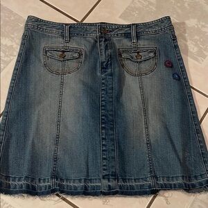 Blue VINTAGE Mini A-Line Denim Skirt for Casual Wear